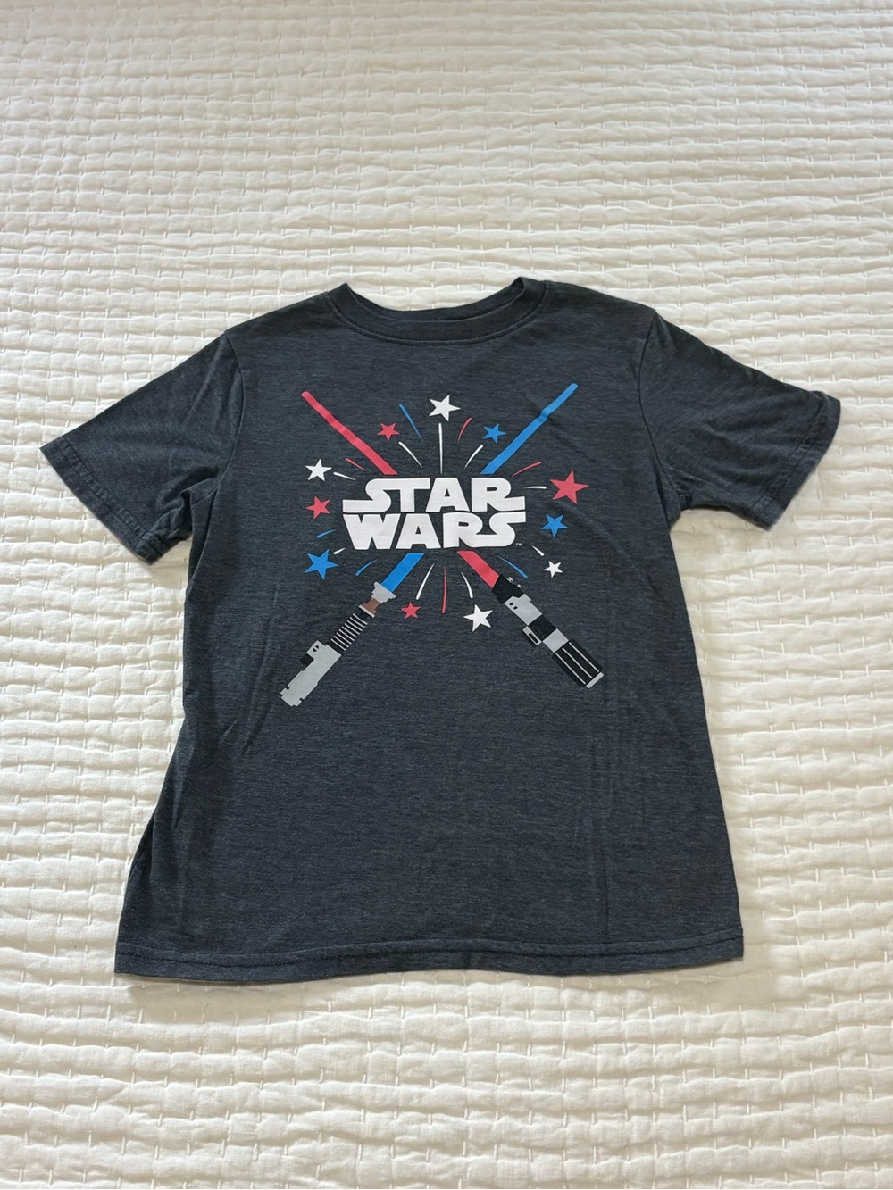 Star Wars Kids Short Sleeve Tee in Charcoal with Red & Blue Lightsabers